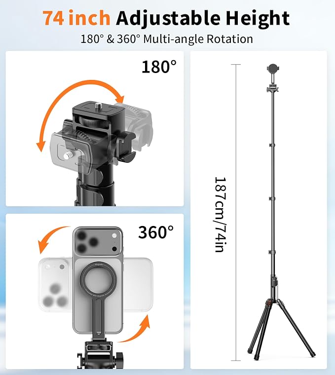 XXZU 74" Magnetic Phone Tripod - Image 5