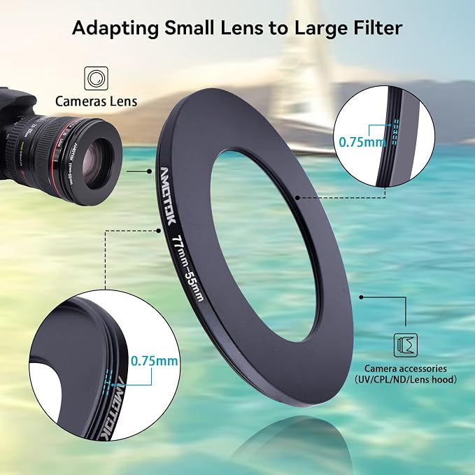 77mm Lens to 55mm Camera Lens Adapter, 77mm to 55mm Filter Step-Down Ring - Image 4