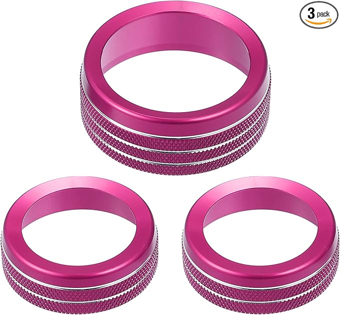 A ABSOPRO Car Air Conditioner Knobs Decals AC Radio Switch Knob Cover for Dodge Durango 2014-2020 for Jeep Cherokee Grand Cherokee 2014-2021 Pink (Set of 3)