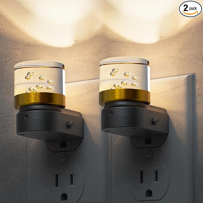L LOHAS LED Night Light, 2 Pack Night Lights Plug into Wall, 3000K Soft Light LED NightLights, Built in Dusk to Dawn Sensor Bubble Wall Light for Hallway, Bathroom, Rooms