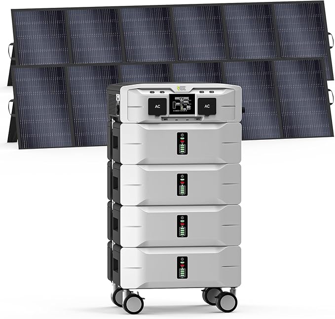 IEE SP5000 Solar Generator 5000W, 10.24kWh Power Station with 2x500W Solar Panels, 5 AC Outlets(9000W Surge), 120V/240V Dual Voltage, LiFePO4 Battery for Home Backup Outdoors Camping RV Emergency