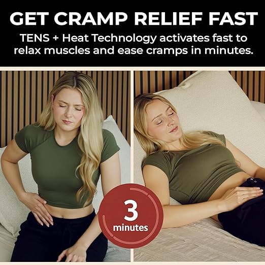 TENS 7000 Heat + TENS Unit for Menstrual Cramp Relief - Wearable Period Pain Device with Heat Therapy & 15 Intensity Levels, USB-C Rechargeable, Discreet & Portable