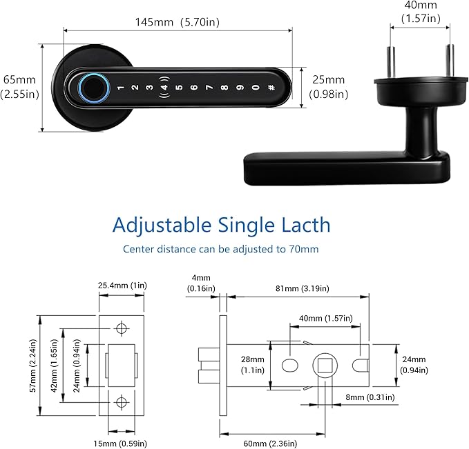 [Upgrade] Smart Lock Fingerprint Door Lock,CATCHFACE TTLock Smart Lock Smart Door Handle with App IC Card,Auto Lock,DIY Install-Perfect for Home,Apartment,Co-Working Space(Black)