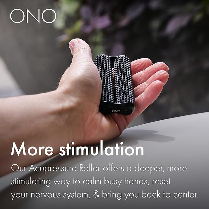 ONO Roller - Handheld Fidget Toy for Adults | Help Relieve Stress, Anxiety, Tension | Promotes Focus, Clarity | Compact, Portable Design (Acupressure, Full Size - Aluminum)