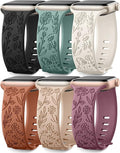 SNBLK 6 Pack Floral Engraved Bands Compatible by SNBLK