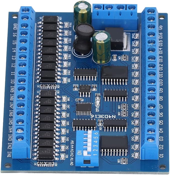 16 Input 16 Output Expansion Board RS485 16 Channel Remote Control Switch Module PLC IO Module DC 6.5‑30V for Smart Home Camera(Single board)