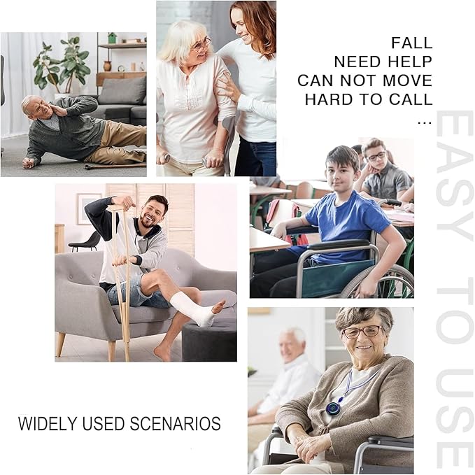 Caregiver Pager, Wireless Call Button for Seniors/Elderly at Home, 3 SOS Buttons + 2 Receivers Medical Life Alert System, Emergency Panic Call Bell, Nurse Calling & Patient Assistance Alarm