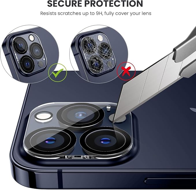 Tensea [3Pcs for iPhone 13 Pro / 13 Pro Max Camera Screen Protector, Tempered - Image 3