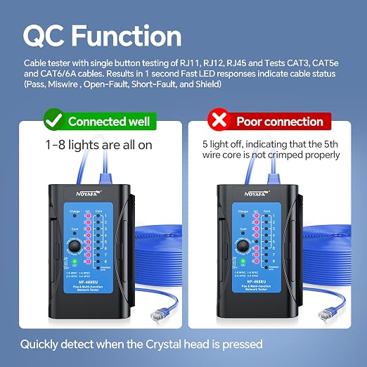 Rechargeable Network Cable Tester, NF-468EU Ethernet Cable Continuity Tester - Image 4