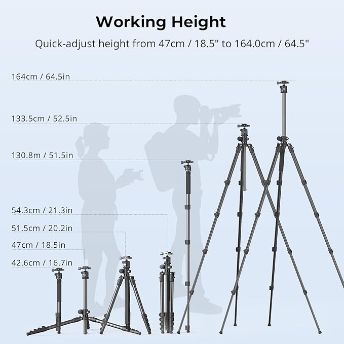 SmallRig CT25 64.5"/164cm Horizontal Overhead Tripod - Image 6