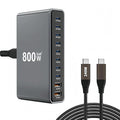 800W USB-C Charging Station GaN III 10-Port & 6.6ft 240W Cable, Compatible with iPhone, ipad, Samsung, Pixel, MacBook and Notebook etc.