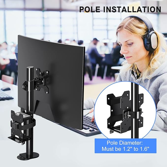 Pholiten Adjustable Thin Client Mini PC Mount Bracket,CPU VESA Under Desk and Monitor Arm Computer Holder