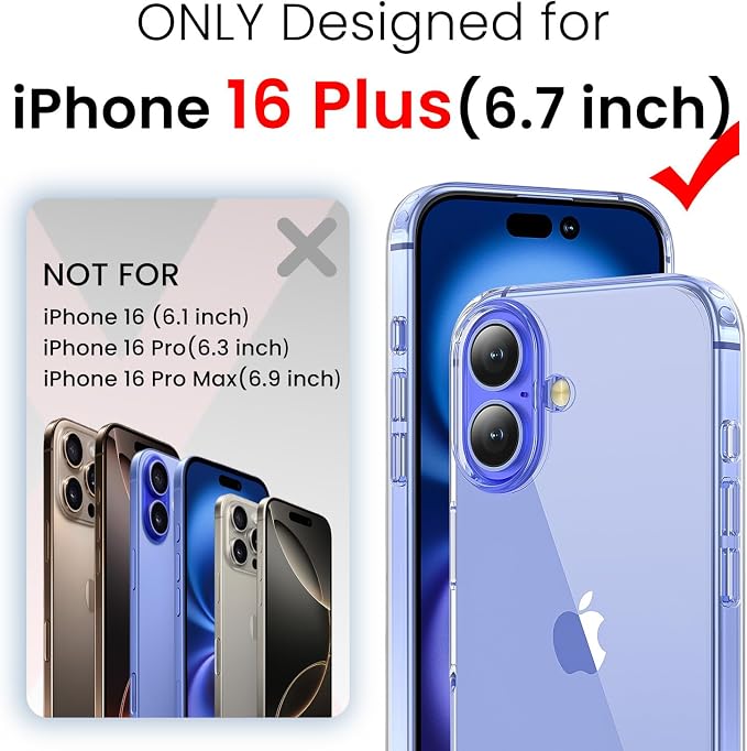 toushion 3 in 1 for iPhone 16 Plus Case Transparent | Screen Protector *1 & - Image 2