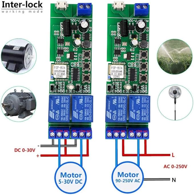 Newgoal 2 channelsWiFi Wireless Smart Switch Inching Self-locking Relay Module, be applied to access control Tuya SmartLife APP,DIY WIFI Garage Door Opener With 433 MHz RF remote control