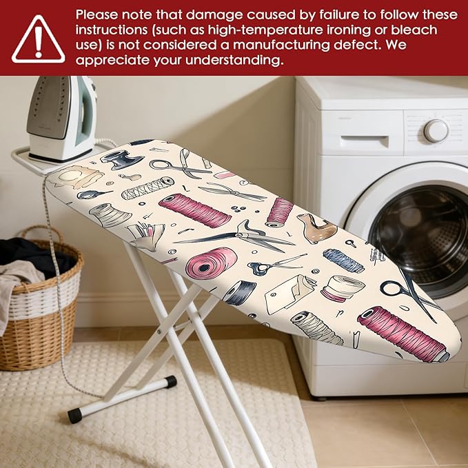 Nuxovilar Ironing Board Cover Needle Cotton 15x54 Inches | Ironing Board Cover and Pad Sewing Tools Design Needle Cotton for Home Laundry, Craft Space, Bedroom