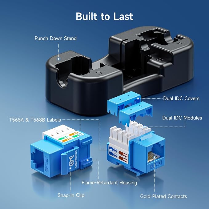 Cable Matters 50-Pack 10Gbps Cat6 Keystone Jacks, RJ45 Keystone Jack, Ethernet - Image 6
