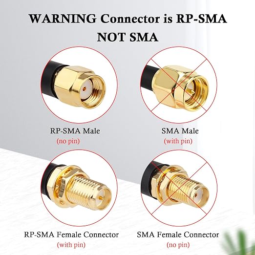 RP-SMA Male to RP-SMA Female Bulkhead Cable 1FT 2PCS, RG58 Coaxial Cable - Image 3