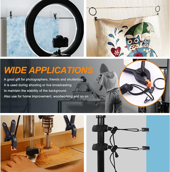 22Pcs Backdrop Kit with Clips, Rings & Spring Clamps - Image 7