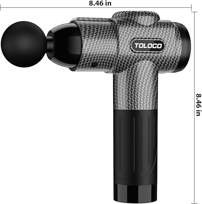 TOLOCO Massage Gun, Deep Tissue Back Massage for Athletes for Pain Relief, Percussion Massager with 10 Massages Heads & Silent Brushless Motor, Christmas Gifts for Women, Men, Carbon