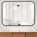 36 x 48 Inch Black Bathroom Vanity Mirror for Wall with Non-Rusting Metal Frame Large Rounded Rectangle Mirror for Over Sink (Horizontal/Vertical)