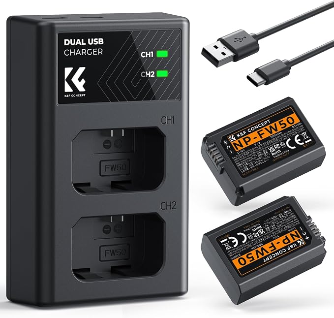 K&F Concept NP-FW50 Battery and Dual Slot Charger by KFCONCEPT