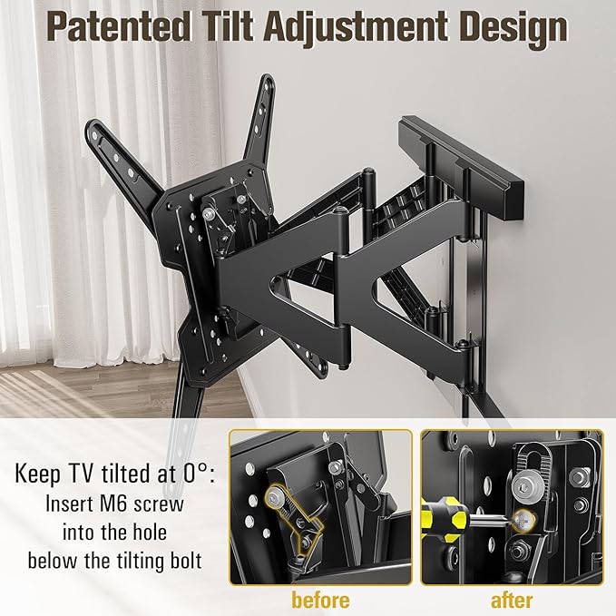 Mounting Dream Ultra Slim TV Wall Mount for 26-75 Inch Television, Full Motion Bracket with Smooth Extension, Swivel and Tilt, 1.38” Thin Low Profile TV Mount Fits 16'' Studs, Up to 400x400mm, 88lbs