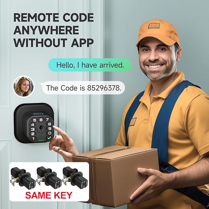 Richelock Fingerprint Door knob, Smart Biometric Door Lock with Keypad, Keyless Entry Code Door Knob, Waterproof & Weatherproof, Auto Lock,Voice Navigation, for Bedroom, Gate,Office