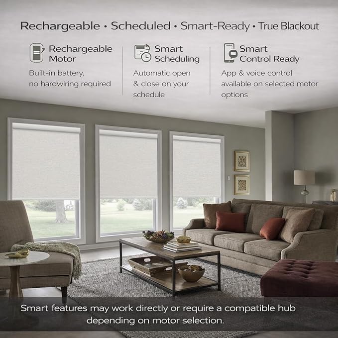 Zshine Motorized Blackout Window Blinds Customize Width (23-95 Inches) Remote Control Wireless and Rechargeable Roller Shades Blinds for Windows, Home, Office, Hotel, Club, Restaurant(82141F)