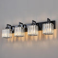 FDPBY Modern Bathroom Vanity Light 4-Lights Plating Black Vanity Light Crystal Wall Light Bathroom Light Fixtures