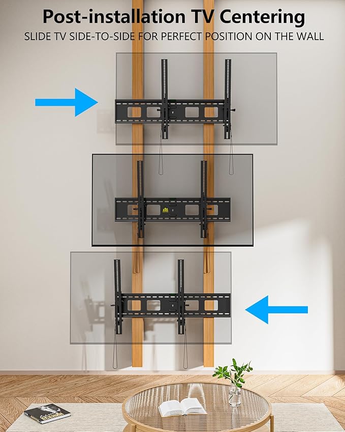 FORGING MOUNT Heavy Duty Tilting TV Wall Mount for Large TVs 55-120 Inch, Tool-Free Tilt Low Profile TV Mount,3-Stud Wall Mount Universal Bracket,VESA 900x600, Holds 275lbs, Fits 16/18/24/32" Studs