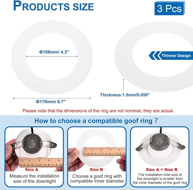 PATIKIL 4.3" ID 6.7" OD Plastic Trim Ring, Translucent Matte White - Image 2