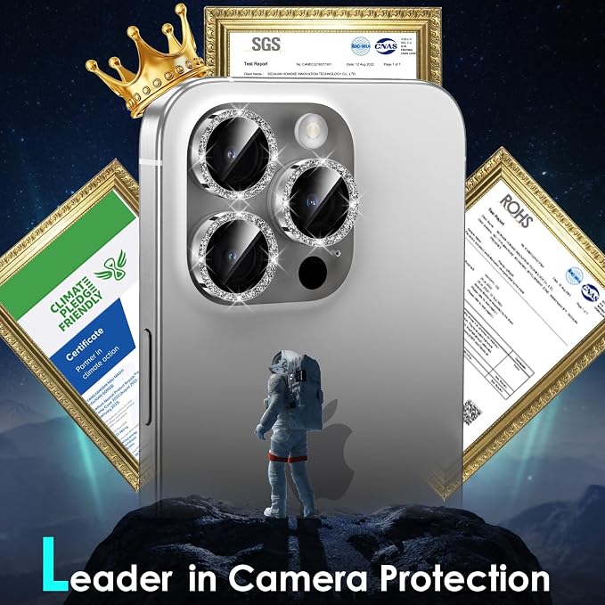 YWXTW Designed for iPhone 15 Pro/iPhone 15 Pro Max Camera Lens Protector Bling - Image 2