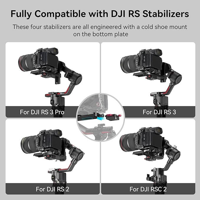 SMALLRIG Mini V Mount Battery Plate for DJI RS 3 / RS 3 Pro/RS 2 / RSC 2 Gimbals, Comes with V-Lock, Cold Shoe & 1/4"-20 Threaded Holes for V Mount Battery & NP-F Battery - 4189