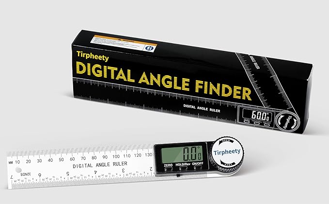 Tirpheety Digital Angle Finder Protractor, 3rd Generation Quick Display Angle Gauge Ruler, 7-Inch (200mm) Professional Measuring Tool for Woodworking, Carpentry, and Construction