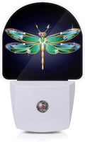 Axxitude Green Dragonfly Night Lights Plug into Wall for Girls Boys Room,Night Light LED Lamp Dusk to Dawn Sensor Round Lamp for Bedroom Bathroom Hallway Home Wall Decor Nightlight