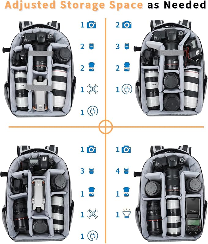 Camera Backpack Hard Shell Imitation Carbon Fiber DSLR, Waterproof Shockproof - Image 6