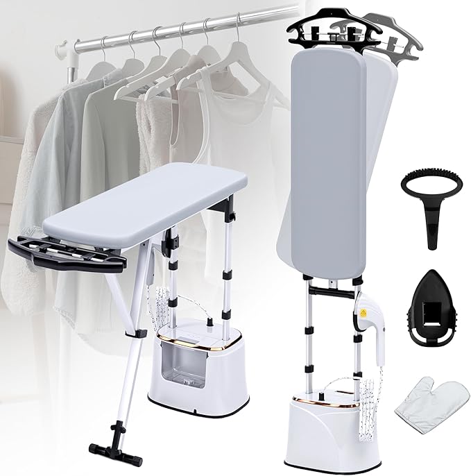 Cobuy Standing Garment Steamer with Dry Ironing, 2000W Powerful Steamer for Clothes with with Flat & Slant & Hanging Iron Options,3 Steam Modes, 25s Fast Heat-Up, Self-Cleaning, 2.2L Water Tank