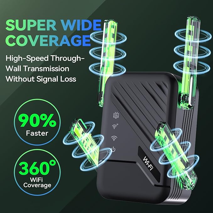 2026 Best WiFi Extender Signal Booster, Internet Extender Covers Up to 13389 Sq.ft for Home, Long Range WiFi Repeater with Ethernet Port, Wireless Router Amplifier Easy Setup,Wide Compatibility