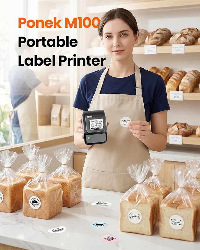 Ponek Label Maker with 3 Tapes, M100 Address Barcode Label Printer, Versatile - Image 3