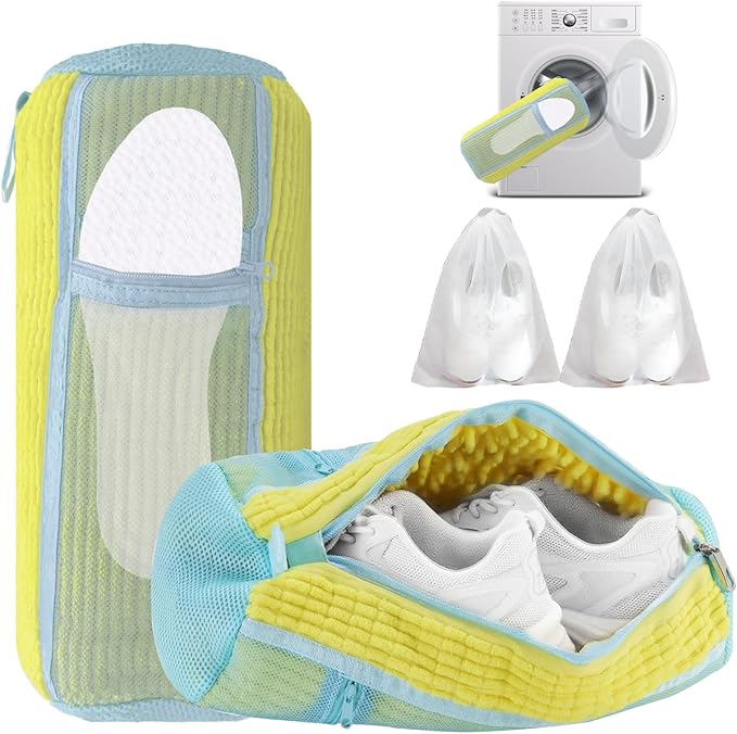 2 In 1 Shoe Washing Machine Bag,Upgrade with Mesh Insole Slot,Laundry Bag for Washer and Dryer,Drying,Shoes Machine Cleaner,for All Shoe Types