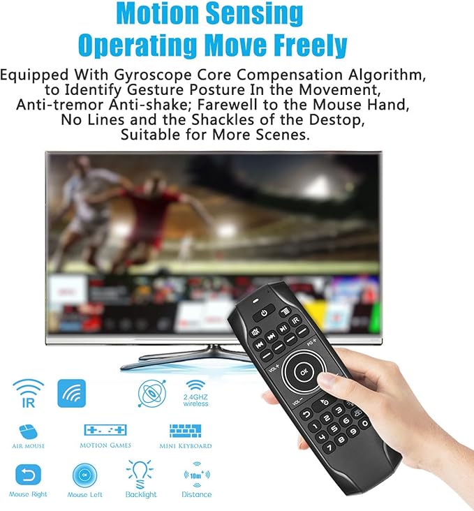 Jectse Voice Remote Control Replacement, Air Remote with 3 Speed Levels Adjustment and LED Indicator for TV Box Computer Smart Television (G7 Version Without Receiver)