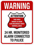 Warning 24 HR. Monitored Alarm Connected To Police Sign, 18x24 Inches, 55 mil thick HDPE (high density polyethylene), Made in USA by My Sign Center