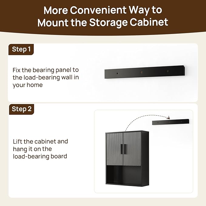 Modern Fluted Bathroom Wall Cabinet with Motion Sensor LED Light, Black Over The Toilet Storage with Tissue Dispenser, Soft-Close Hanging Medicine Cabinet with Adjustable Shelves & Open Rack