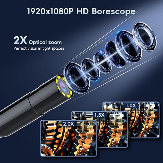 SKYBASIC Industrial Endoscope Borescope Camera with Light, 4.3'' HD Digital Handheld Waterproof Sewer Tools Snake Inspection Camera with 8 LED Lights 16.5FT Semi-Rigid Cable, Gadgets for Men