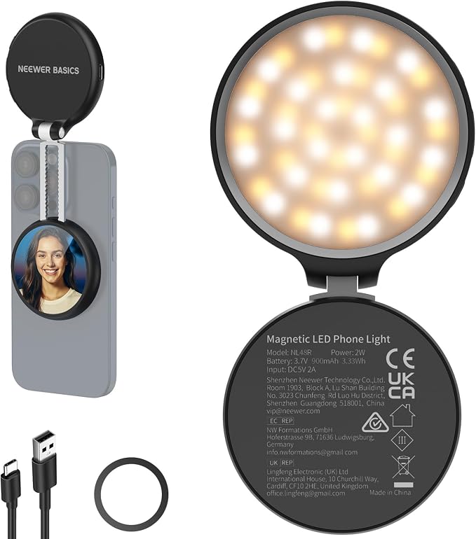 NEEWER Basics Magnetic LED Selfie Light Compatible by Neewer