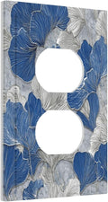 Bvtewkhz Abstract Blue Marble Plant Leaves Duplex Outlet Decorative Light Switch Covers Electrical Faceplate Switch Plates for Bathroom Kitchen Home