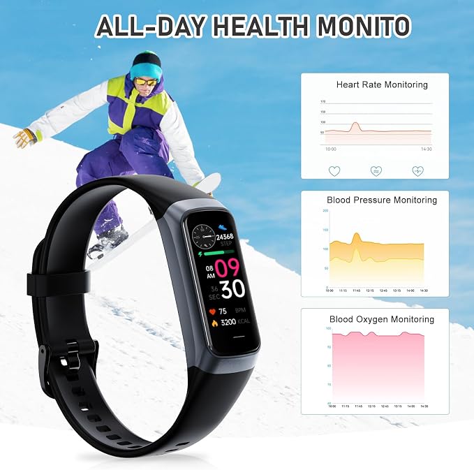 Fitness Tracker with 24/7Heart Rate, Blood Pressure, Sleep Tracking, Activity - Image 2