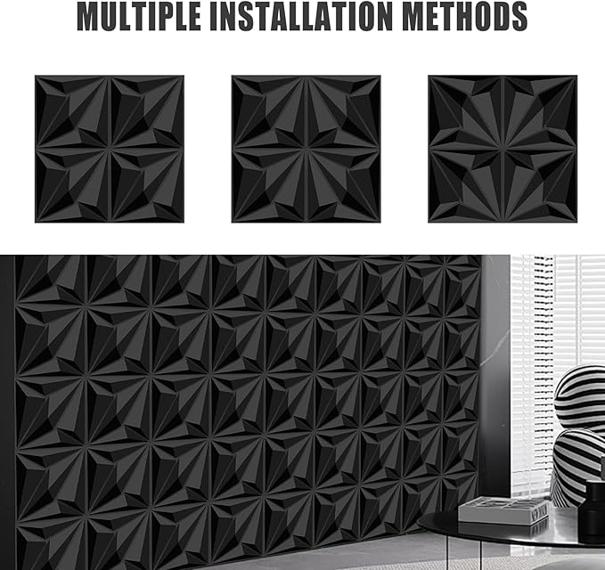 33 Pack 3D Textured Wall Panels – 12x12'' PVC Wall Coverings – Easy Install, Waterproof – Modern Accent Wall Decor for Living Room, Bedroom, Game Room – Covers 33 Sq.Ft.