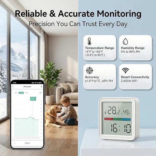 eMylo WiFi Thermometer Hygrometer, Smart Temperature Humidity Sensor - Image 6