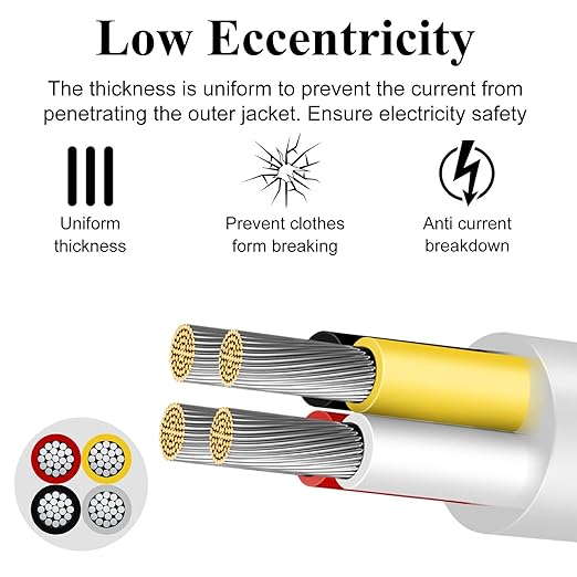16 Gauge 4 Conductor Electrical Wire, 100FT Low Voltage 16/4 Tinned Copper Stranded 4 Wire Cable, 16 AWG White Flexible Extension Power Cord for Sprinkler, Thermostat, Speaker, Irrigation, Automotive
